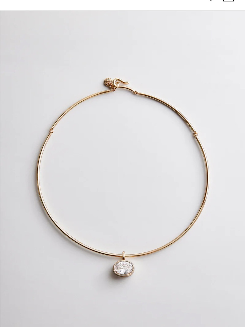 NWT Gold Plated Pendant Choker Necklace with Crystal Charm